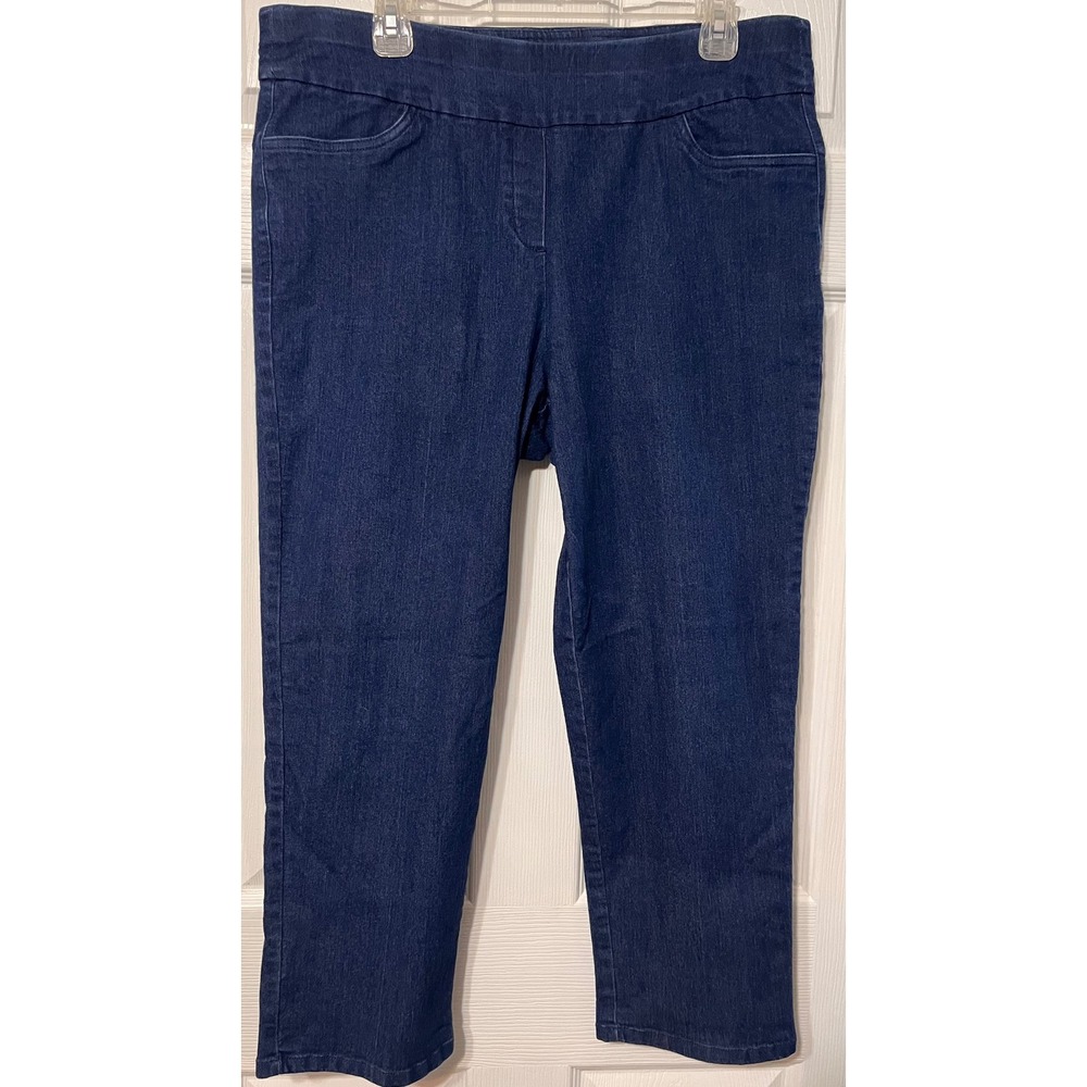 Alfred Dunner Petite Denim spandex‎ Jeans Women's Sz 14P Dark Wash Elastic Waist